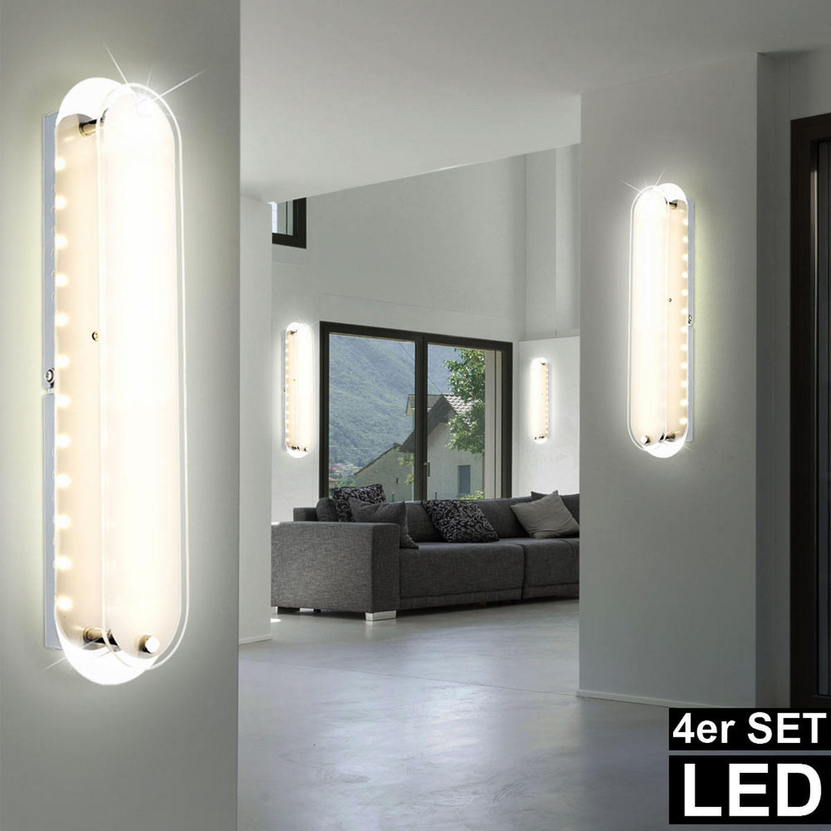 LED WANDLEUCHTE OBITOR Chrom Silber - Silberfarben, Glas (8/6/33cm)