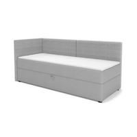 BOXBETT MILA 100/200 in Cord/Velours Hellgrau H4 links - Hellgrau, Holz/Holzwerkstoff (100/200cm) - Deine Möbel 24