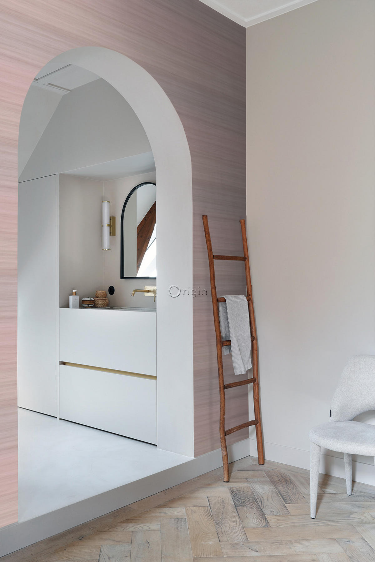 TAPETE Gewebeoptik mit Farbverlauf 53 cm x 10.05 m - Pink, Papier (53/1000cm) - Origin Wallcoverings