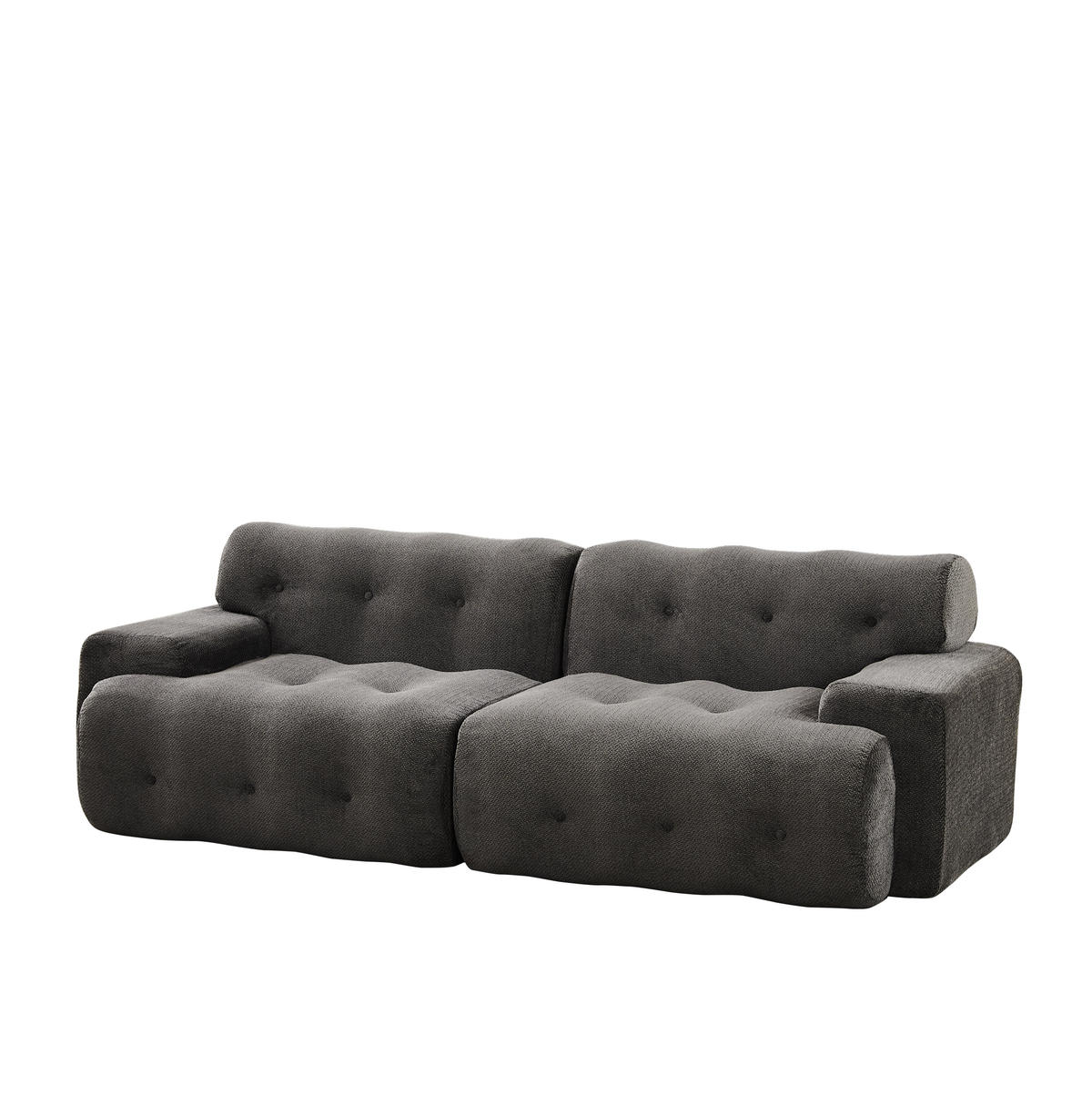 SOFA 2-Sitzer modular 224 x 104 cm Chenille Grey - Dunkelgrau, Holzwerkstoff (104/66/224cm) - Meubliv