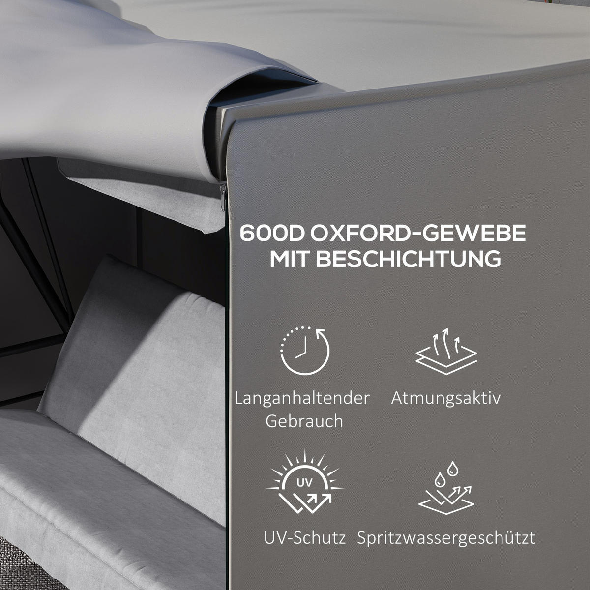 ABDECKUNG Hollywoodschaukel, Grau - Grau, Kunststoff (124/164/205cm) - Outsunny