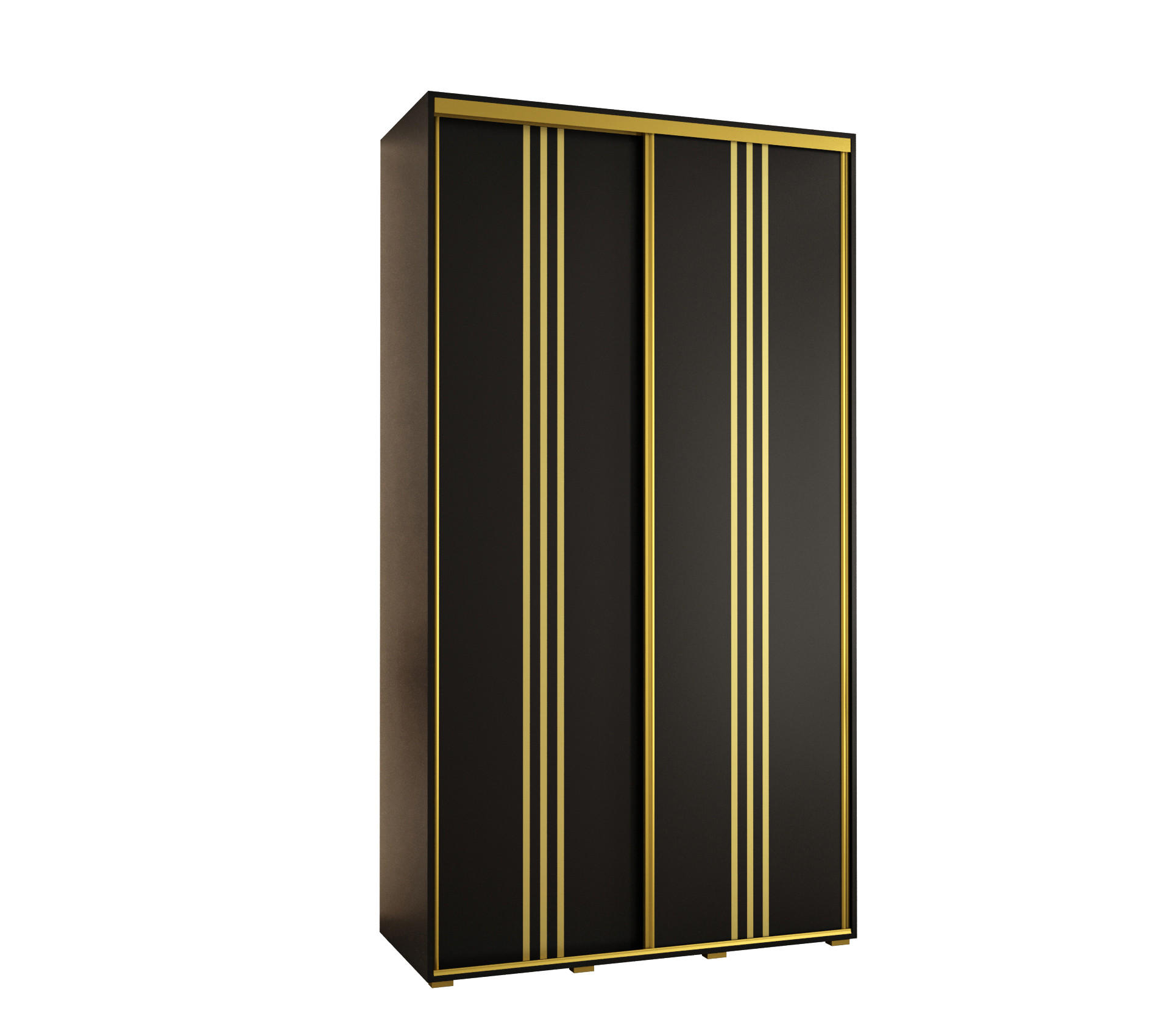 Abiks Möbel Schwebetürenschrank Schwarz, Schwarz, Gold 130x235x60 cm