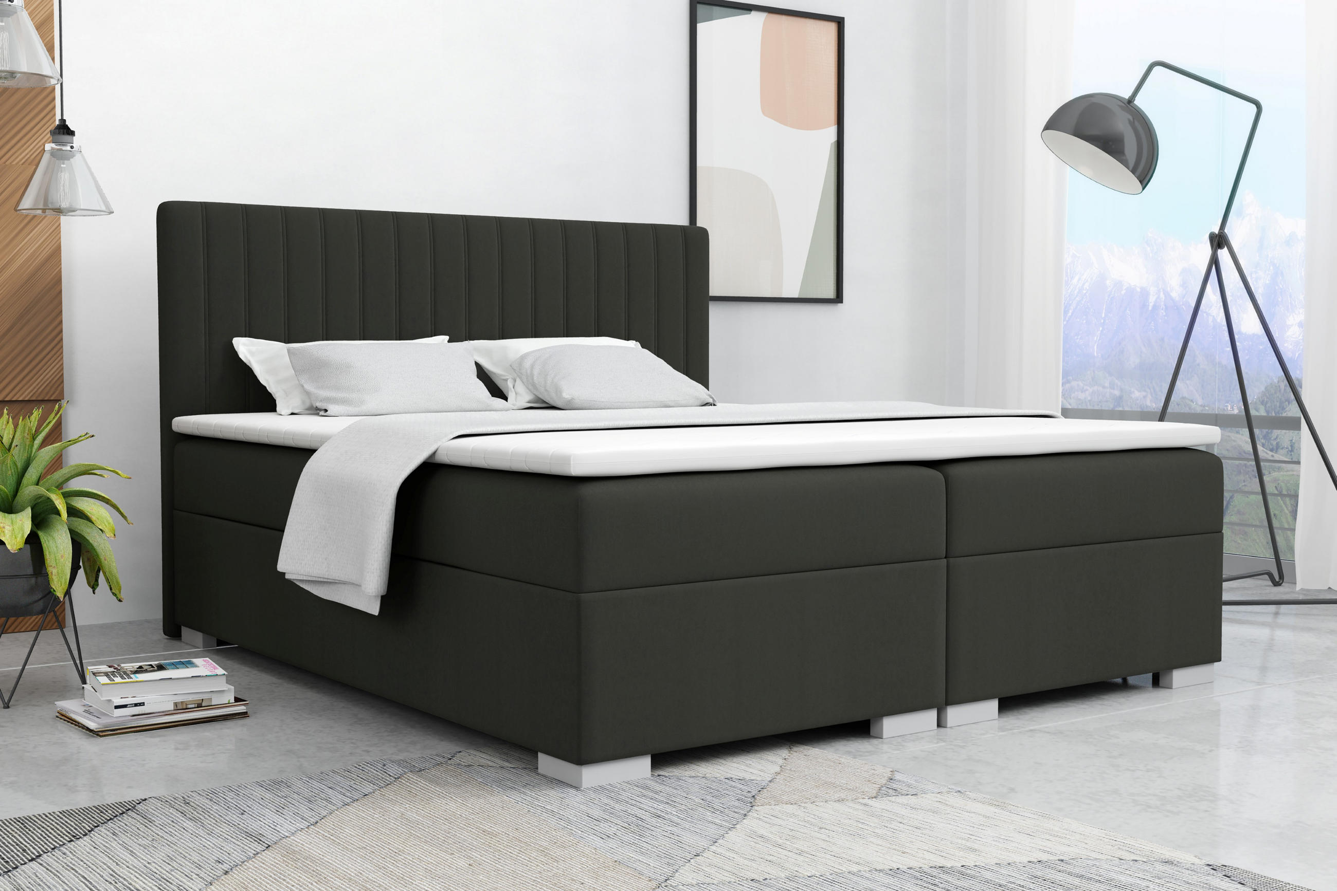 BOXBETT Sydney 120x200 Dunkelgrau - Dunkelgrau, Textil/Metall (120/200cm) - VLR BEDS