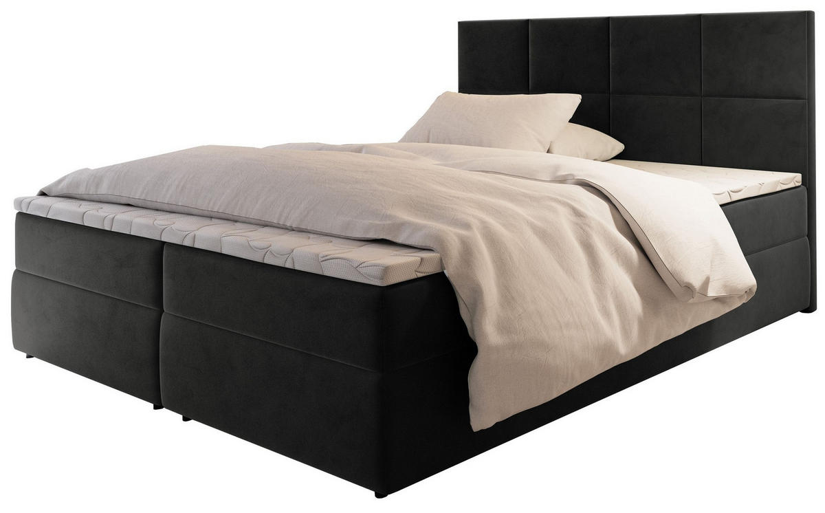 POSTEL BOXSPRING LENA 160x200 cm, s matrací a úložným prostorem, grafitová - grafitová, kompozitní dřevo/textil (160/200cm) - MASSENO