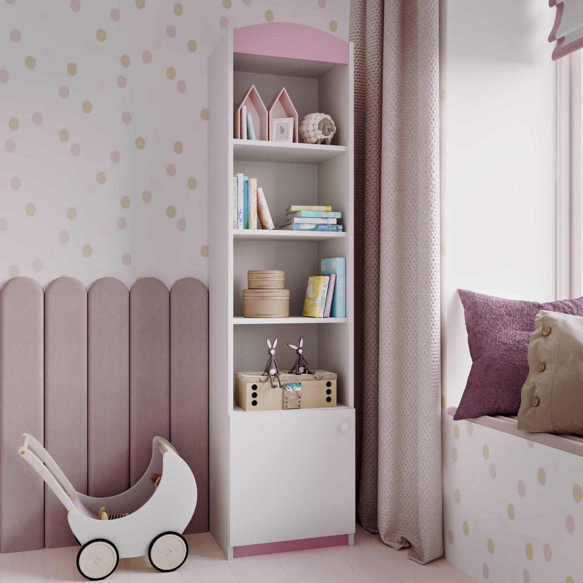 KINDERREGAL I Babydreams 46\180\36 - Hellrosa, Holzwerkstoff (46/180/36cm) - Kocot Kids