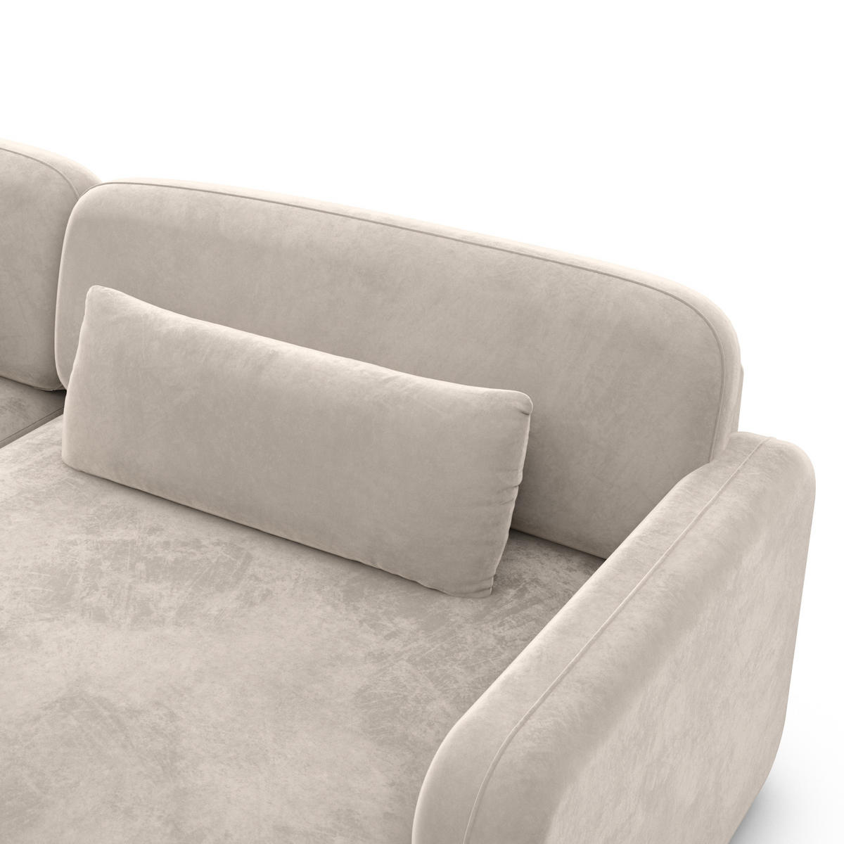 ECKSOFA Valencia L Form Samtstoff Sand - Sandfarben, Textil (229/229cm) - Sofa Dreams