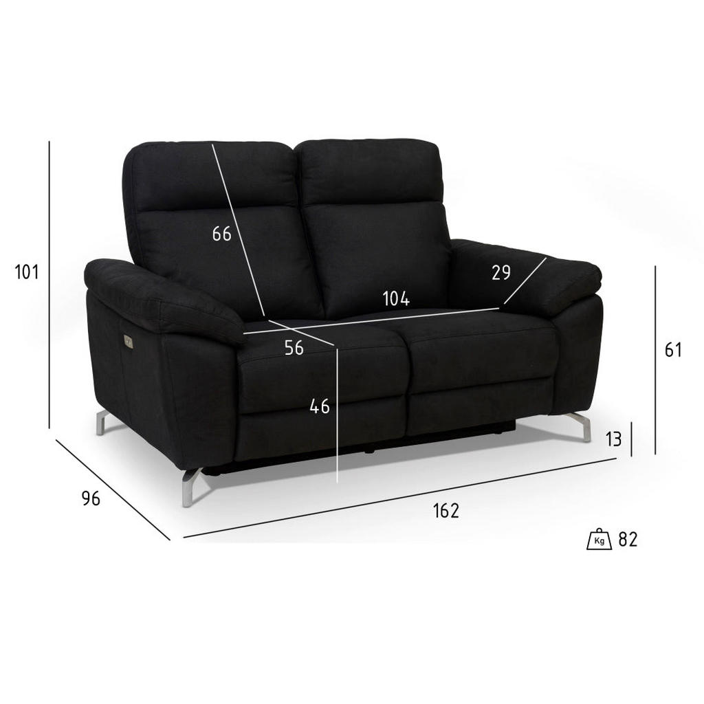 Thumbnail - Furnhouse Zweisitzer-Sofa, Schwarz, Leder, 2-Sitzer, 162x101x96 cm, Wohnzimmer, Sofas & Couches, Sofas, 2-Sitzer Sofas
