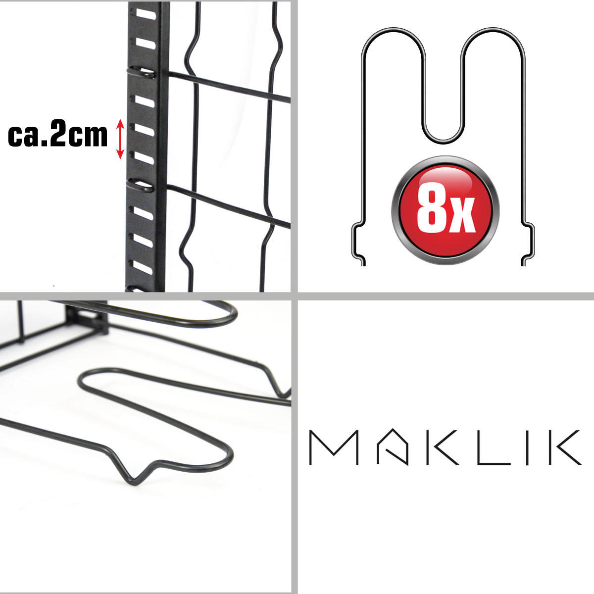 PFANNEN-ORGANIZER 21,5/38,5/25,5 cm mit 8 Ablagen - Schwarz, Metall (21.5/25.5/38.5cm) - MAKLIK