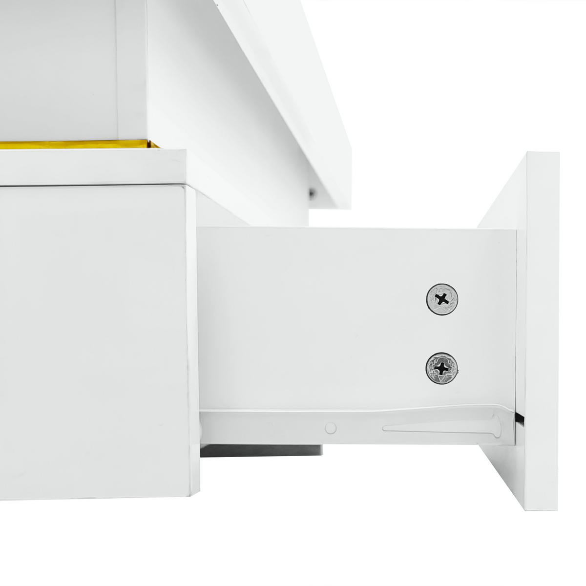 COUCHTISCH 70/35,5 cm Hochglanz mit goldenen Akzenten und 2 Schubladen - Weiß, Holzwerkstoff (70/70/35.5cm) - OKWISH