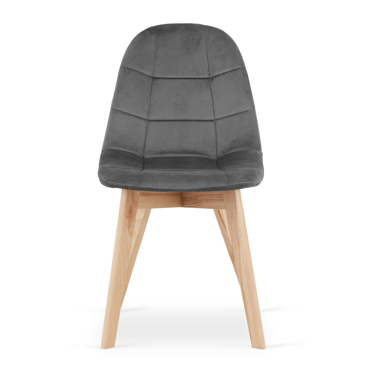STUHL SORANO 6-er Set, Grau, mit Samtstoff gepolstert - Anthrazit, Holz/Textil (45/82/54cm) - Komodee