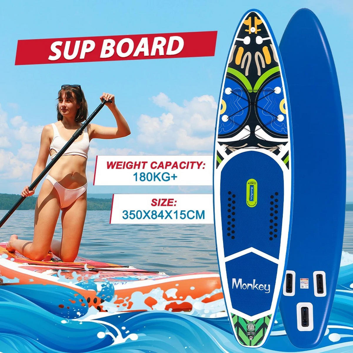 STAND-UP PADDLE BOARD SUPFR02E 350*84*15 - Blau, Kunststoff (84/350cm) - Kaket