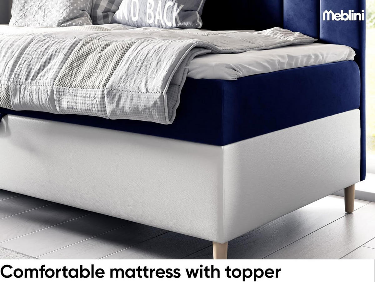 KINDERBETT MAYA 2 - Dunkelblau/Weiß, Holzwerkstoff (92/202cm) - Meblini