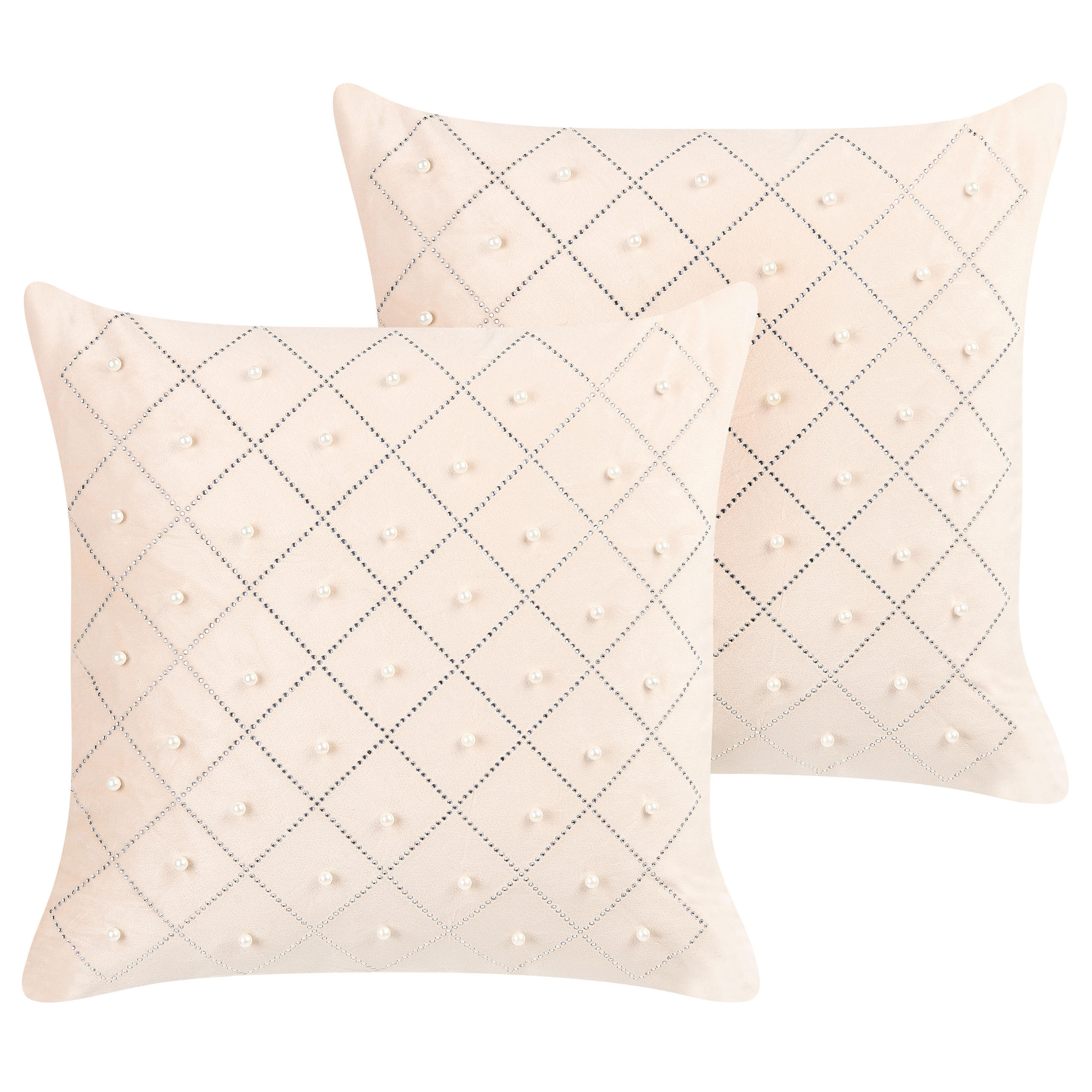 DEKOKISSEN 2er-Set Beige 45/45 cm Yarrow - Beige, Textil (45/45cm) - Beliani