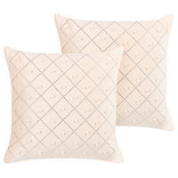 DEKOKISSEN 2er-Set Beige 45/45 cm Yarrow - Beige, Textil (45/45cm) - Beliani