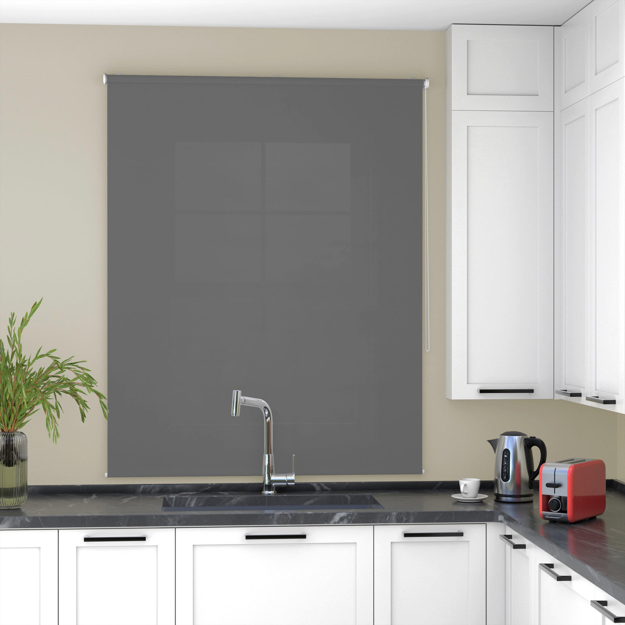 Thumbnail - Deco-Raum Rollo, Dunkelgrau, Textil, Uni, Füllung: Polyester, Rechteckig, 95x150x150 cm, Wohntextilien, Rollos & Jalousi...