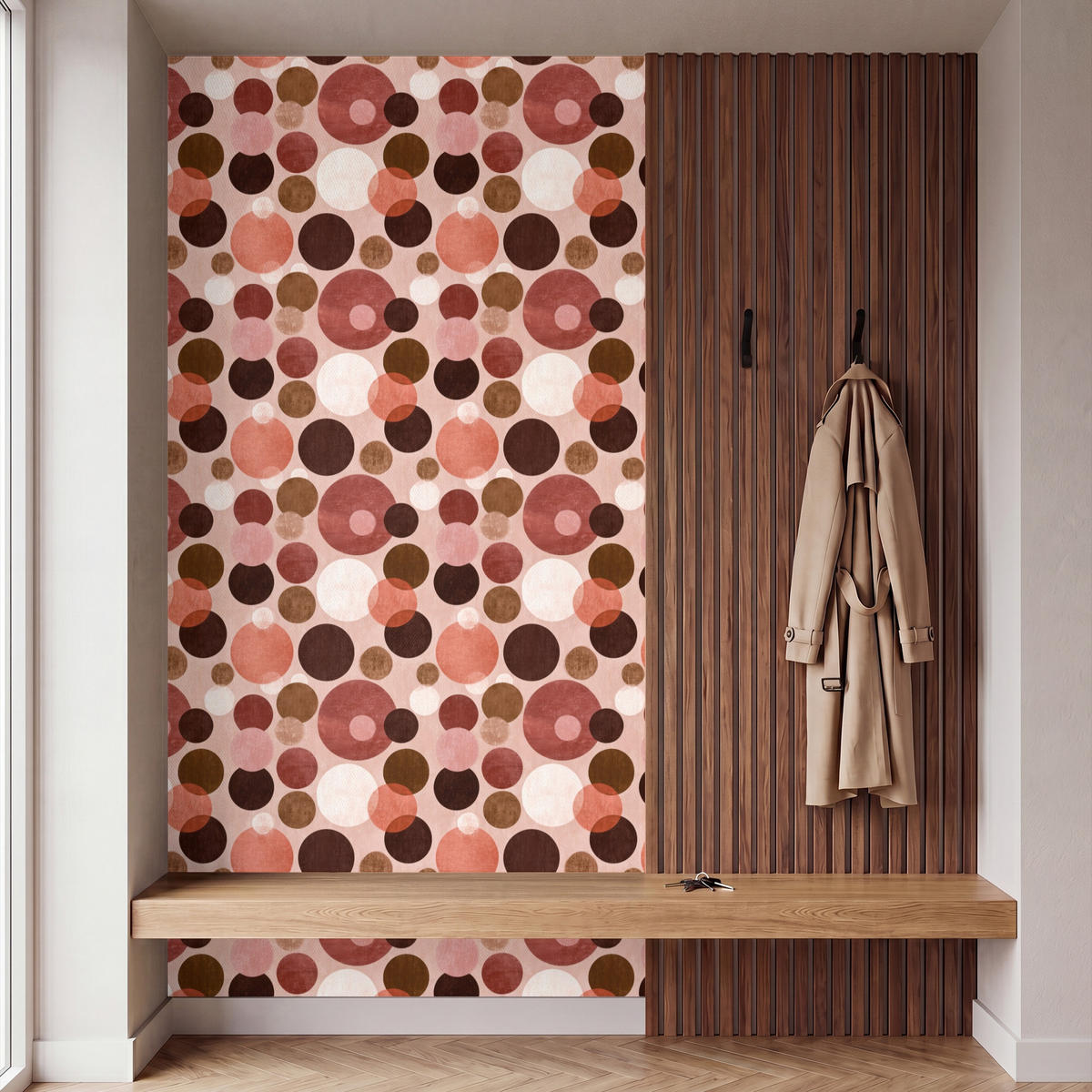 TAPETE - Kreise - Modern - Farbenfroh - 140x260 cm - Multicolor, Papier (140/260cm) - OnlyWow