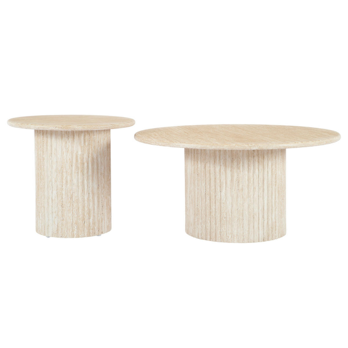 COUCHTISCH 2-teilig - Travertin Stein Dekor - Beige, Holzwerkstoff (80/80/40cm) - home24