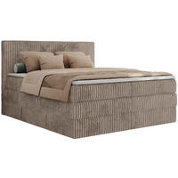 BOXSPRINGBETT TILIANO KING - 200/200 - Hellbraun Cord - H3 - Hellbraun, Holz/Textil (200/200cm) - MKS