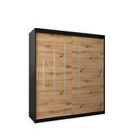 SCHWEBETÜRENSCHRANK 200/180/62 2-türig - Silberfarben/Schwarz, Holz/Kunststoff (180/200/62cm) - Abiks Möbel