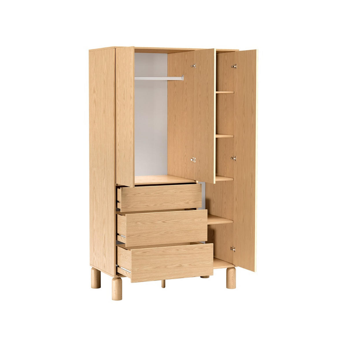 KLEIDERSCHRANK Sanden SN-9 110 x 197 x 55 cm Eiche Bookmatch - Eichefarben, Holz/Holzwerkstoff (110/197/55cm) - Koseto
