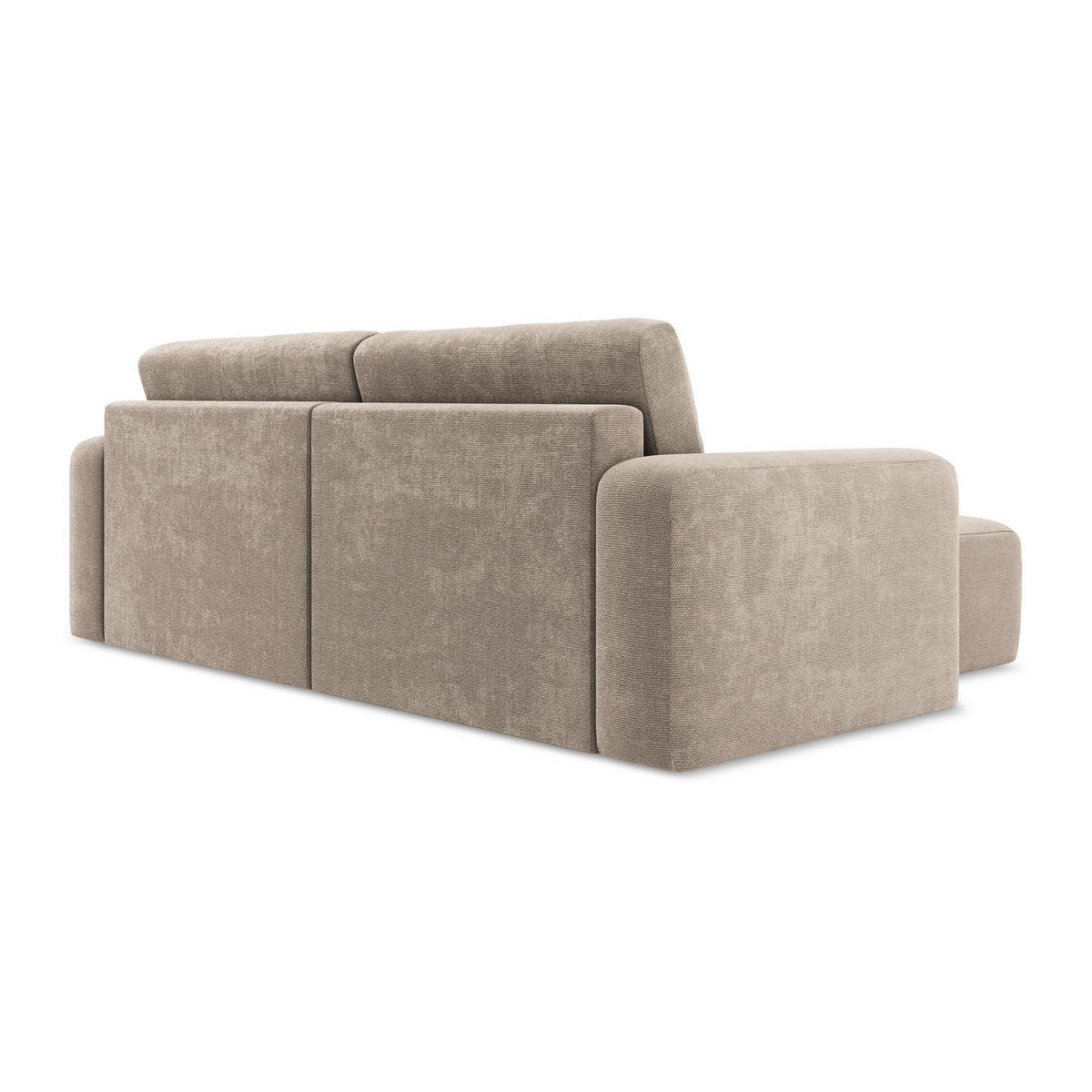 ECKSOFA mit Schlaffunktion links Chenille Stoff Beige - Beige/Schwarz, Kunststoff/Textil (149/244cm) - LaMiaSofa