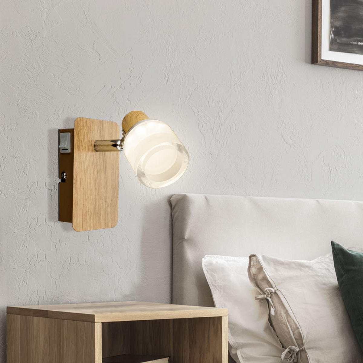 LED WANDLEUCHTE Alonis Braun Holz Optik - Braun, Holz (7/12/11.5cm) - Globo Lighting
