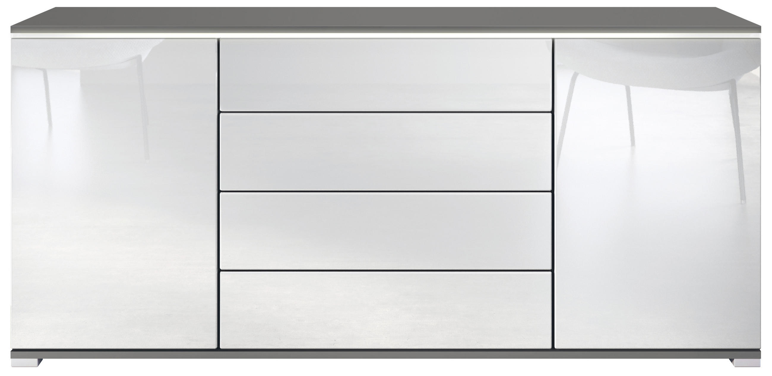 Vladon Sideboard Weiß Hochglanz 166.5x75.5x35 cm