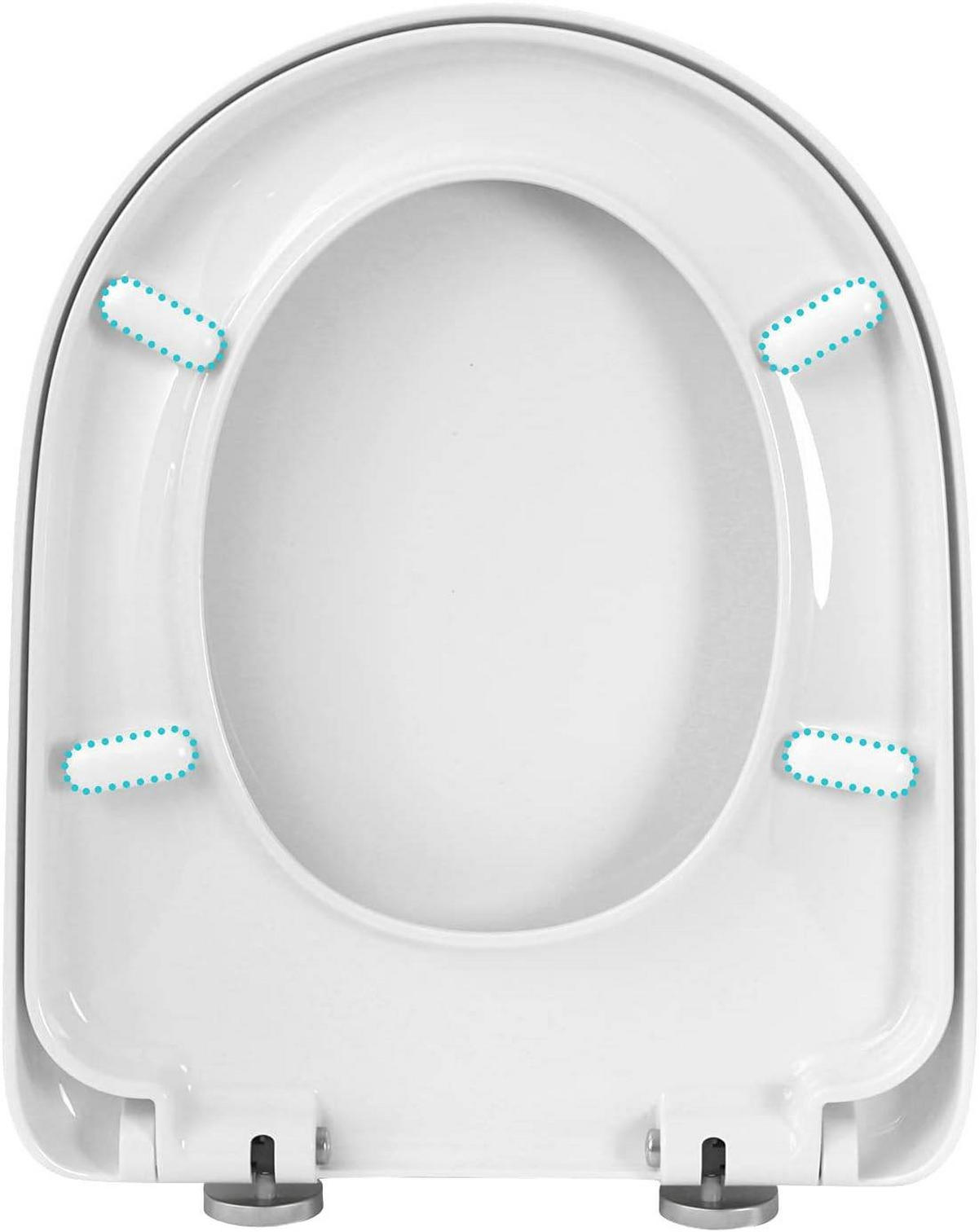 TOILETTENDECKEL WC Sitz mit Absenkautomatik, D-Form - Weiß, Kunststoff (36/2.51/44cm) - Woltu