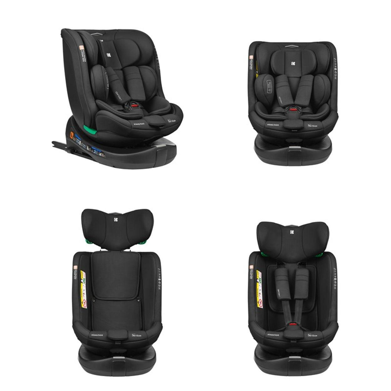 KINDERSITZ i-Round i-Size schwarz (40-150cm) Isofix, 360-Grad-Drehung, Gurt - Schwarz, Textil (45/60/51cm) - Kikka boo