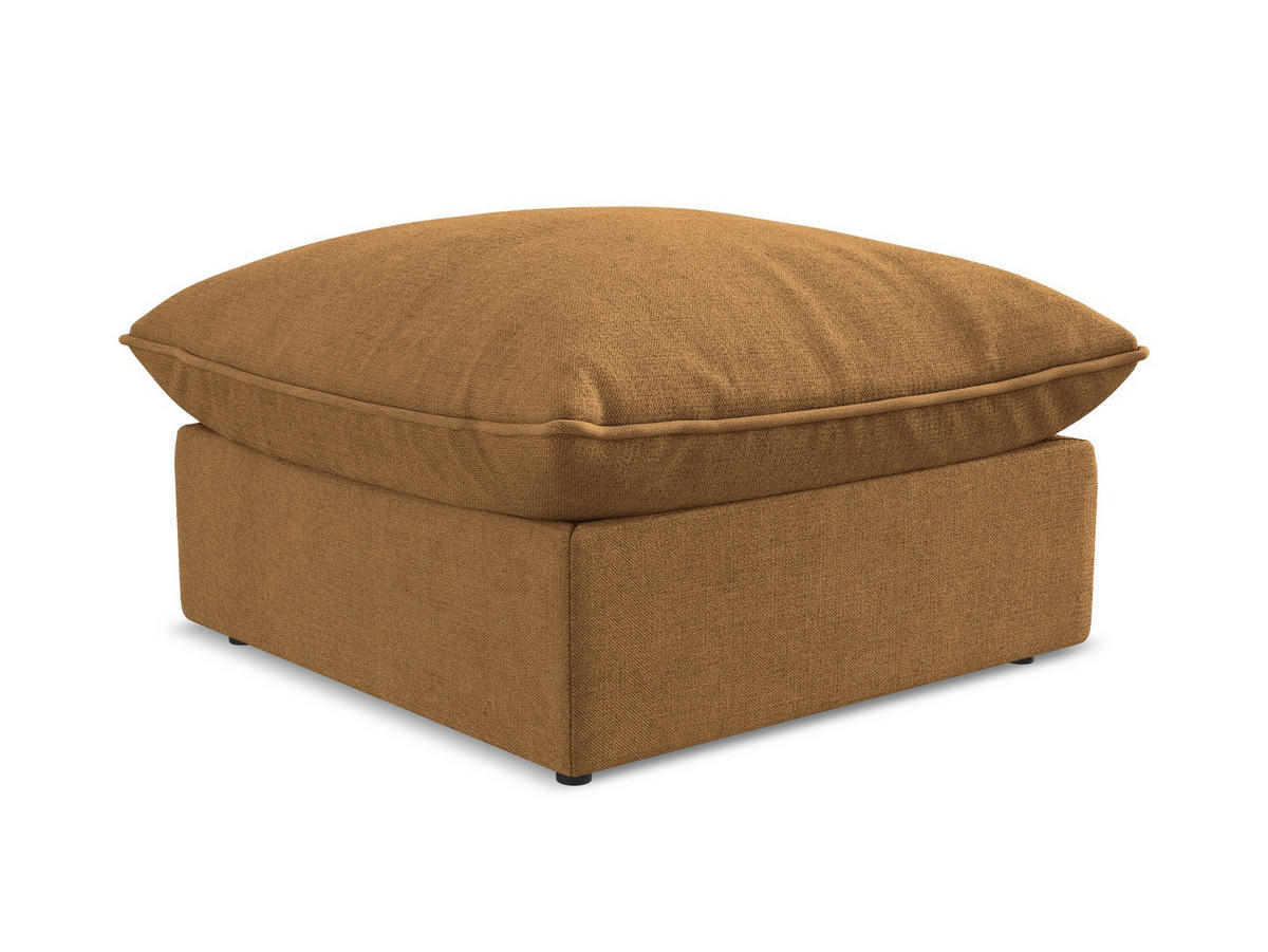 POUF Strukturstoff Orange - Terracotta/Schwarz, Holzwerkstoff/Kunststoff (75/45/75cm) - Makamii