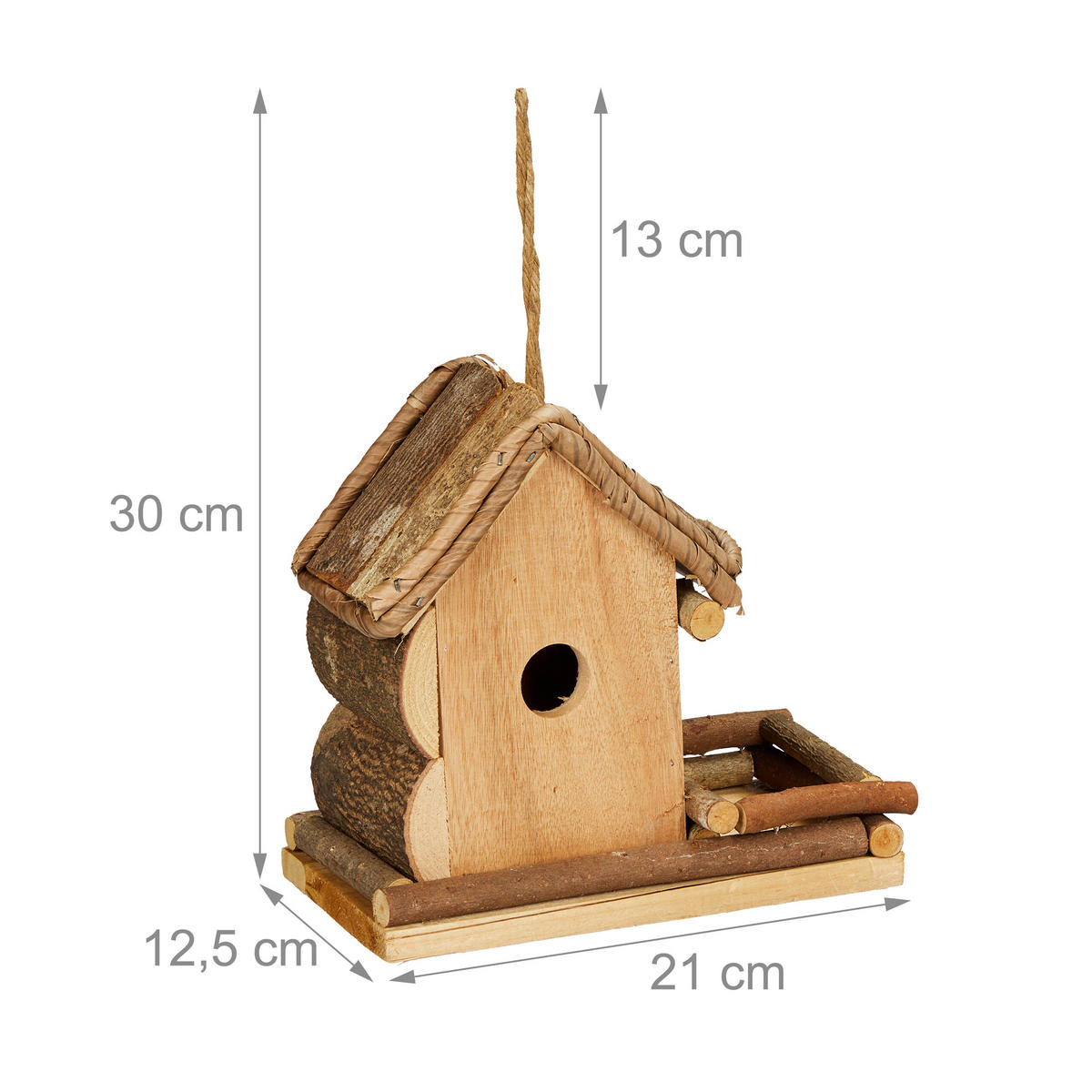 DEKO-VOGELHAUS - Braun, Holz (21/21/12.5cm) - Relaxdays
