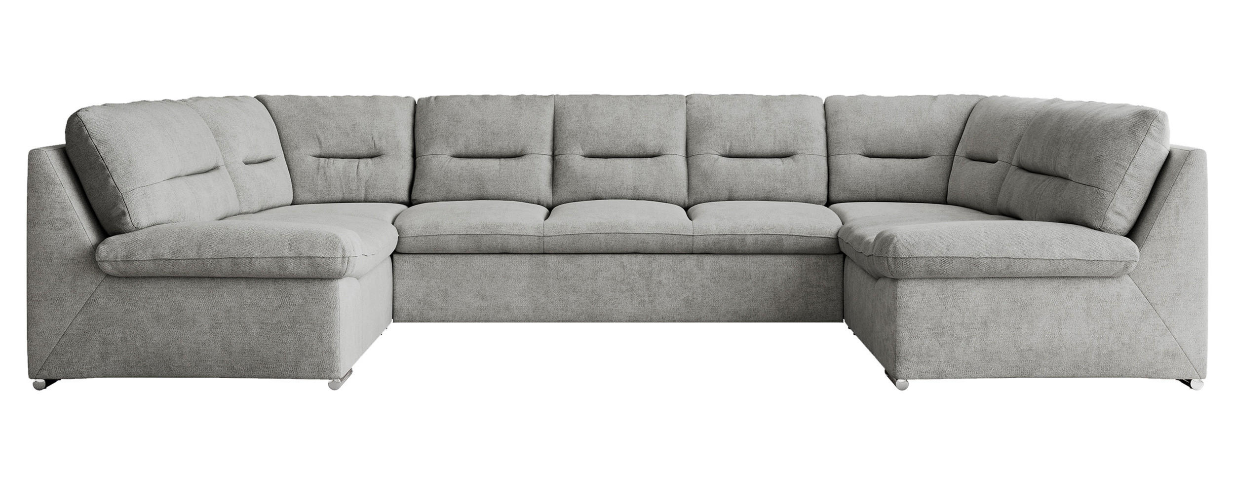 WOHNLANDSCHAFT COMODO U Hellgrau Struktur - Silberfarben/Hellgrau, Textil/Metall (340/93/206cm) - MKS