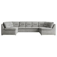 WOHNLANDSCHAFT COMODO U Hellgrau Struktur - Silberfarben/Hellgrau, Textil/Metall (340/93/206cm) - MKS