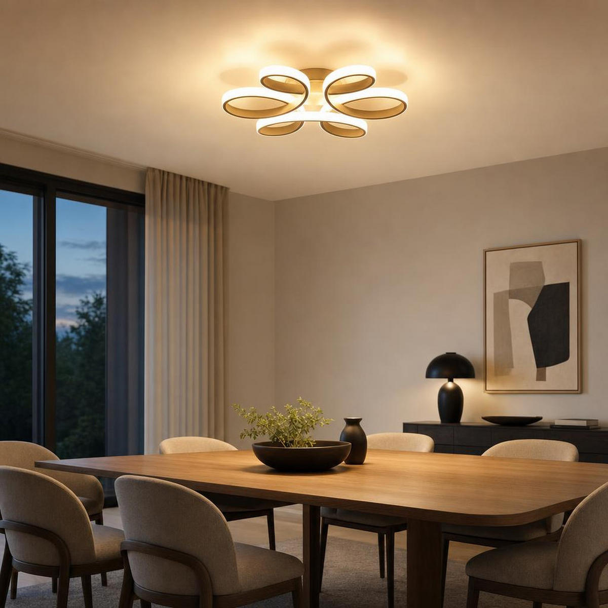 LED DECKENLEUCHTE ORBITA Metall Sand matt - Bernsteinfarben, Metall (40/36/7cm) - Globo Lighting