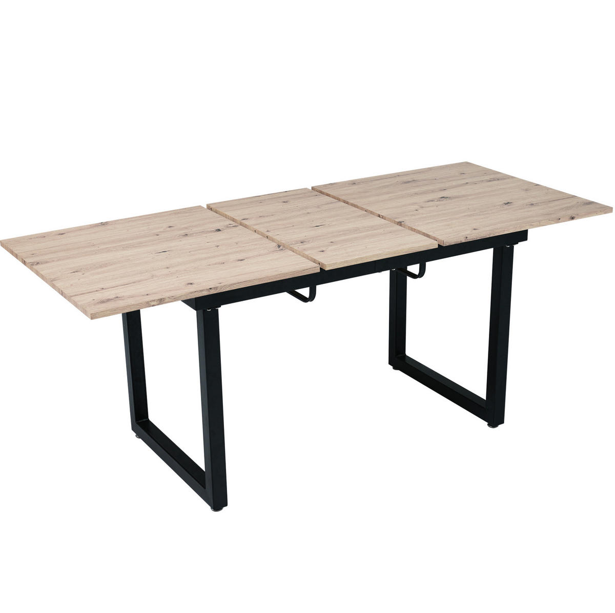 ESSTISCH aus MDF 140/180x80x75 cm Schwarz/Natur ausziehbar im Industriestil mit stabilem Metallgestell - Eichefarben, Holzwerkstoff (180/80/75cm) - Modfu