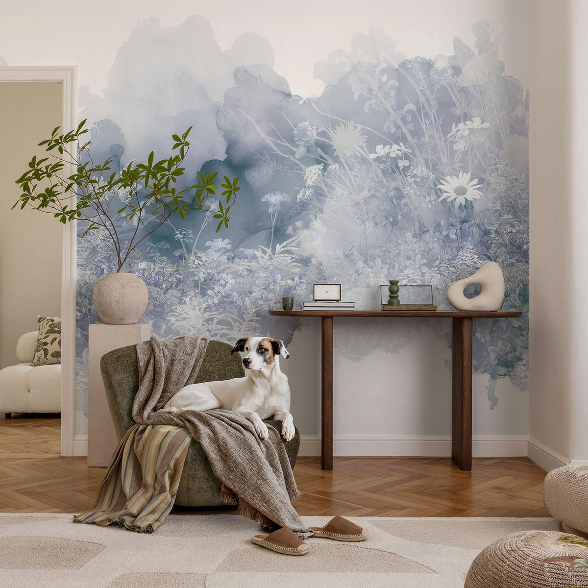 FOTOTAPETE 104x70 cm - Blumenwiese - Gelb, Textil (104/70cm) - Wallfluent