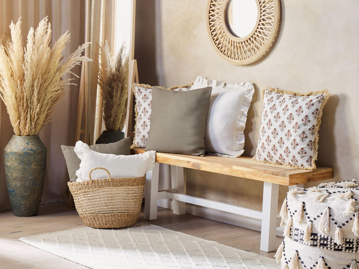 DEKOKISSEN 2er-Set Taupe 45/45 cm Sagina - Graubraun, Naturmaterialien/Textil (45/45cm) - Beliani