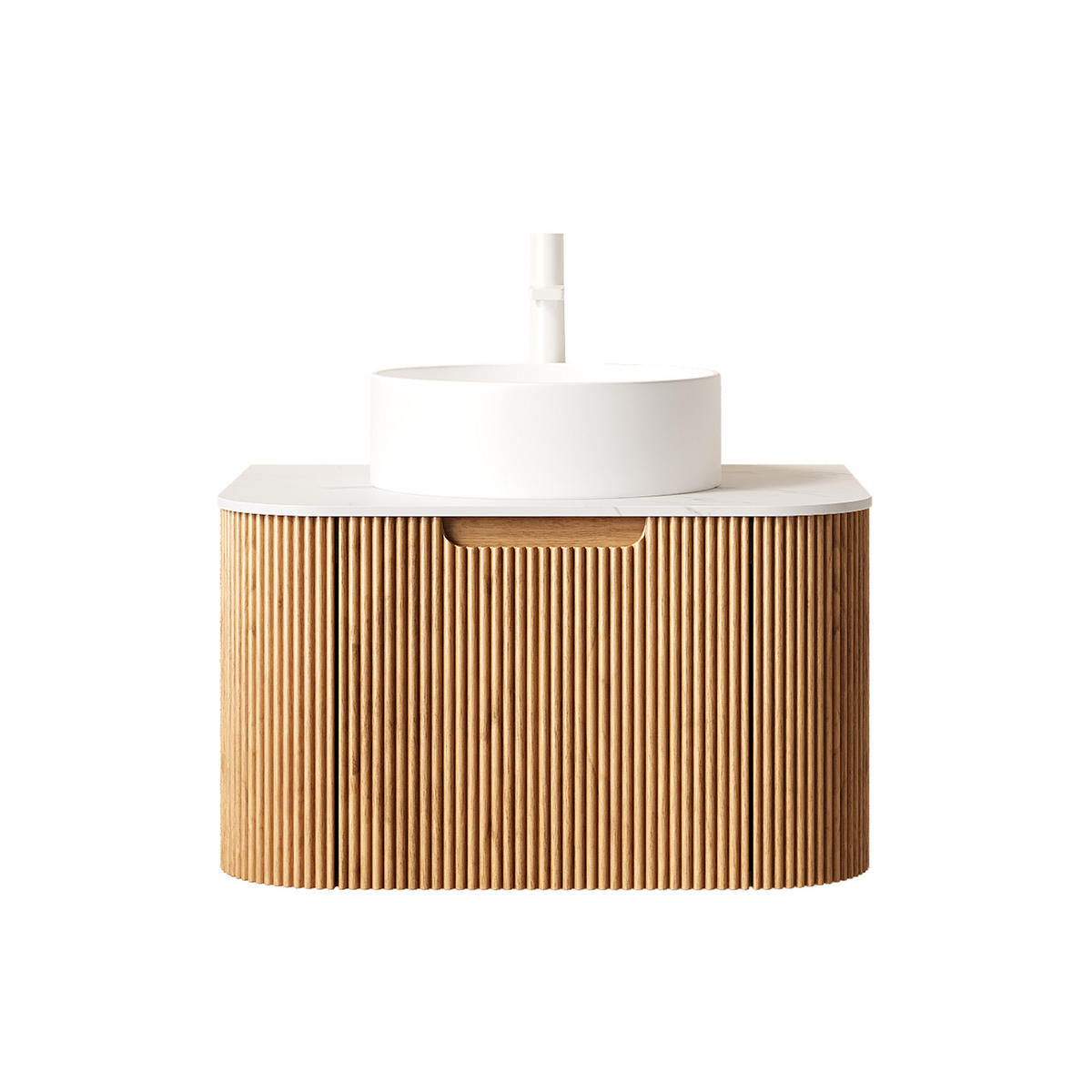 WASCHTISCHKOMBI 61x48x49cm Naturholz/Weiß mit Keramikbecken & Soft-Close - Naturfarben, Keramik (61/49/48cm) - Modfu