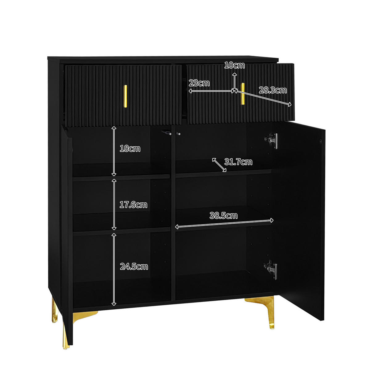 KOMMODE aus Spanplatte 83x35x101cm in Schwarz mit Push-to-open - Schwarz, Holzwerkstoff (83/101/35cm) - Modfu