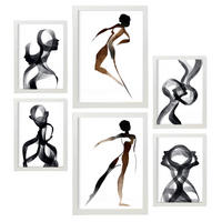 POSTER Set Mit 6 Body Virtue 2 in abstrakten Liebhabern Größe A3 & A4 Weißer Rahmen - Weiß, Papier (29.7/1cm) - Nacnic