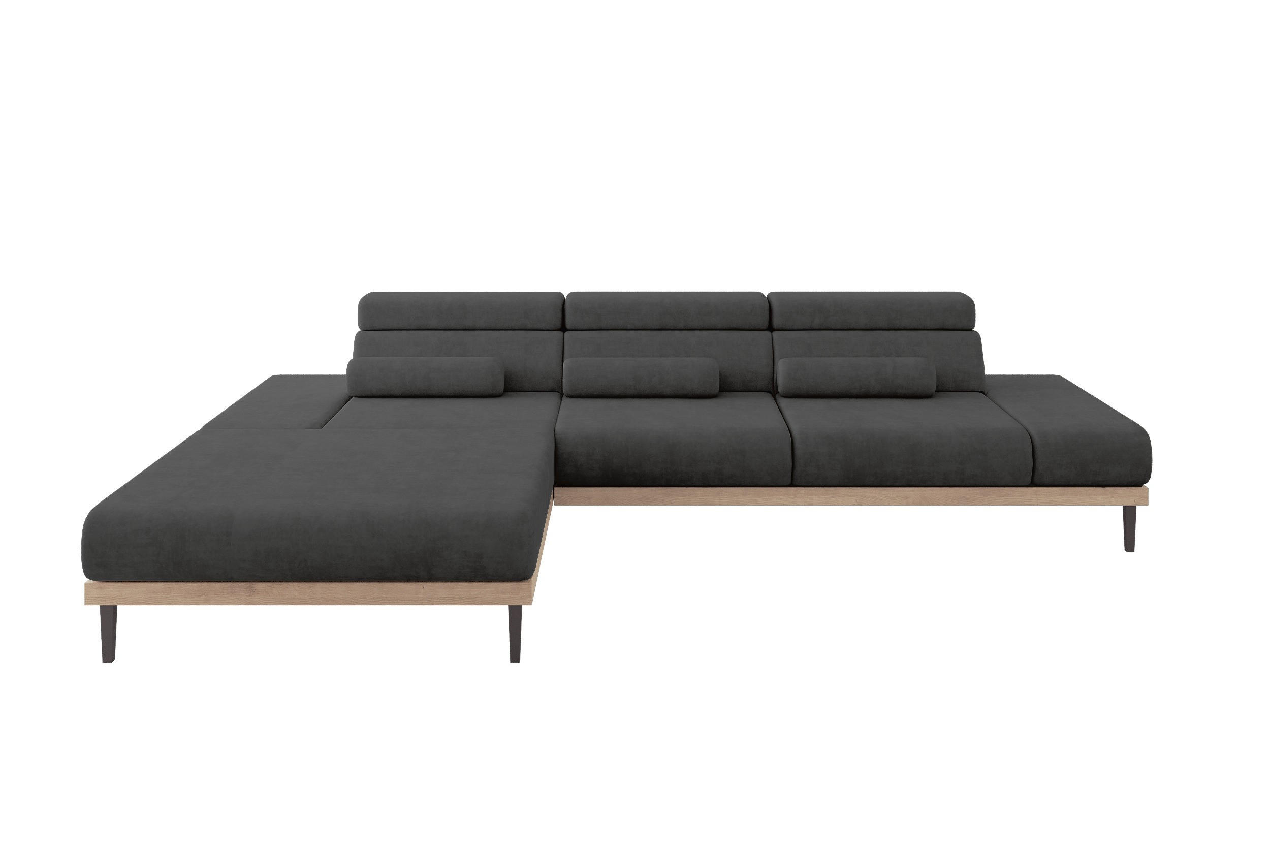 ALTDECOR ELEKTRICKÁ rohová pohovka MONA, levá, 316x205x85 cm, tmavě šedá, velur