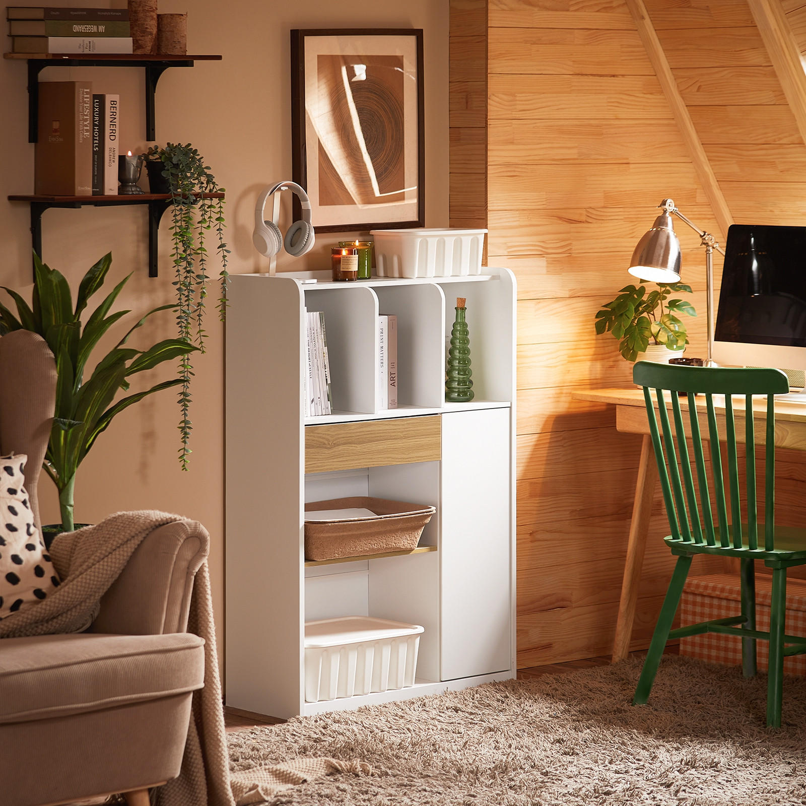 BÜCHERREGAL Weiß - Weiß, Holzwerkstoff (72/110/30cm) - SoBuy