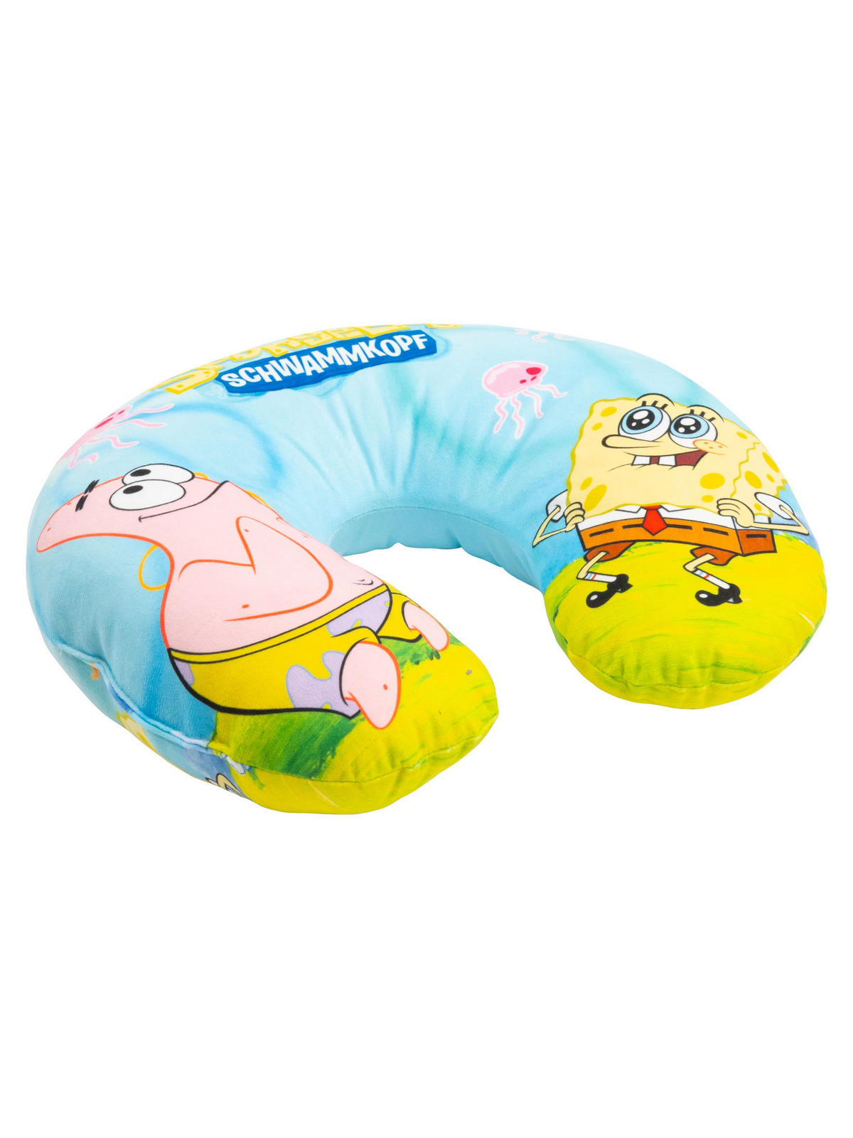 NACKENKISSEN Spongebob Schwammkopf 35 x 30 cm - Multicolor, Textil (35/30cm)