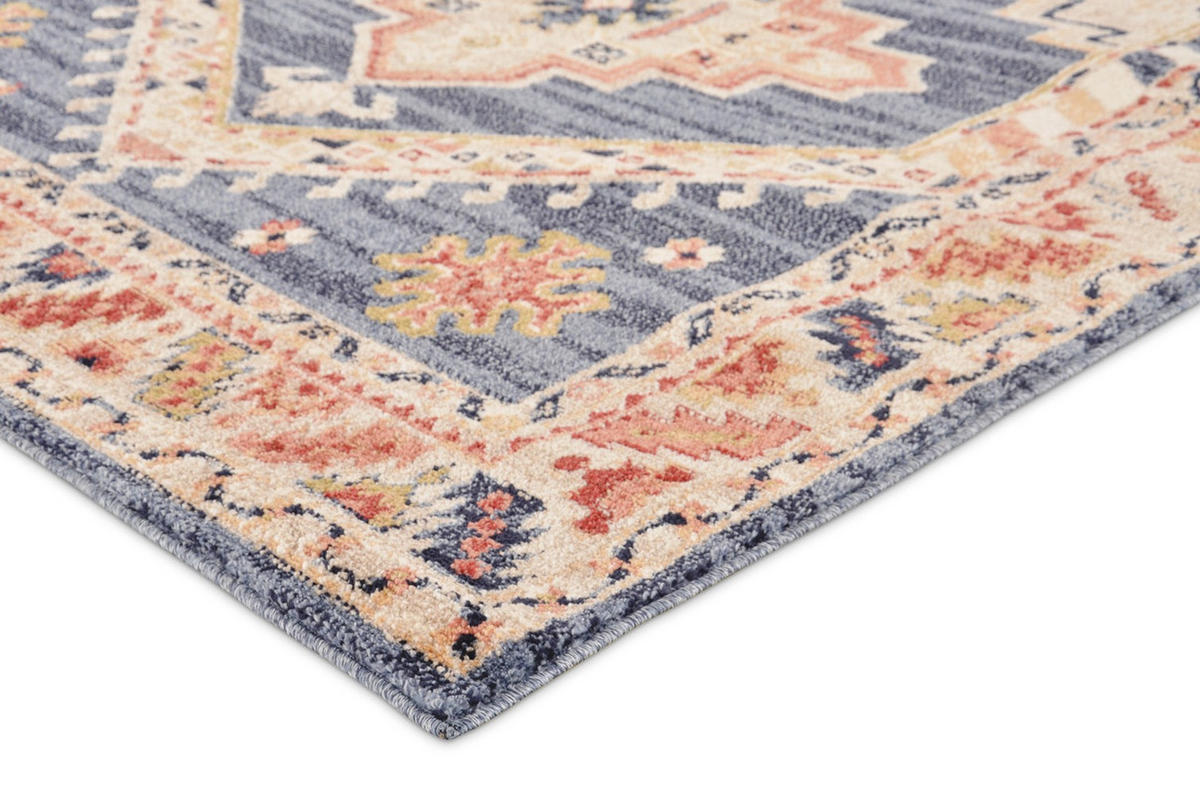 HEATSET-TEPPICH Florence Dunkelblau/Beige 80x150 cm - Multicolor, Textil (80/150cm) - Vercai Rugs