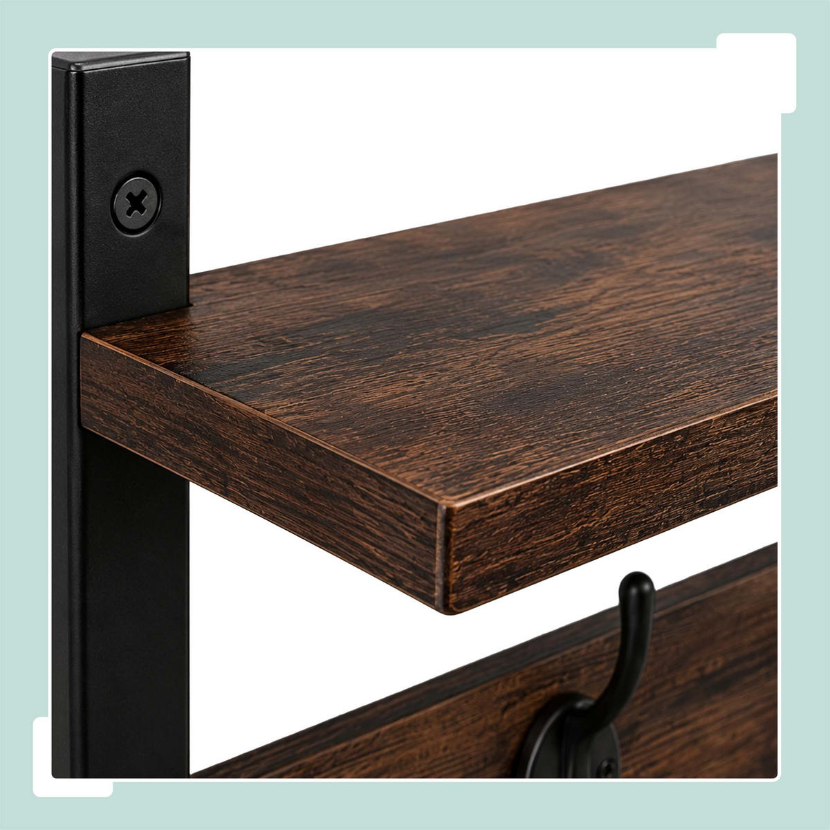WANDGARDEROBE Vintagebraun 2er-Set - Braun, Holzwerkstoff/Metall (40/19.5/11cm) - Relaxdays
