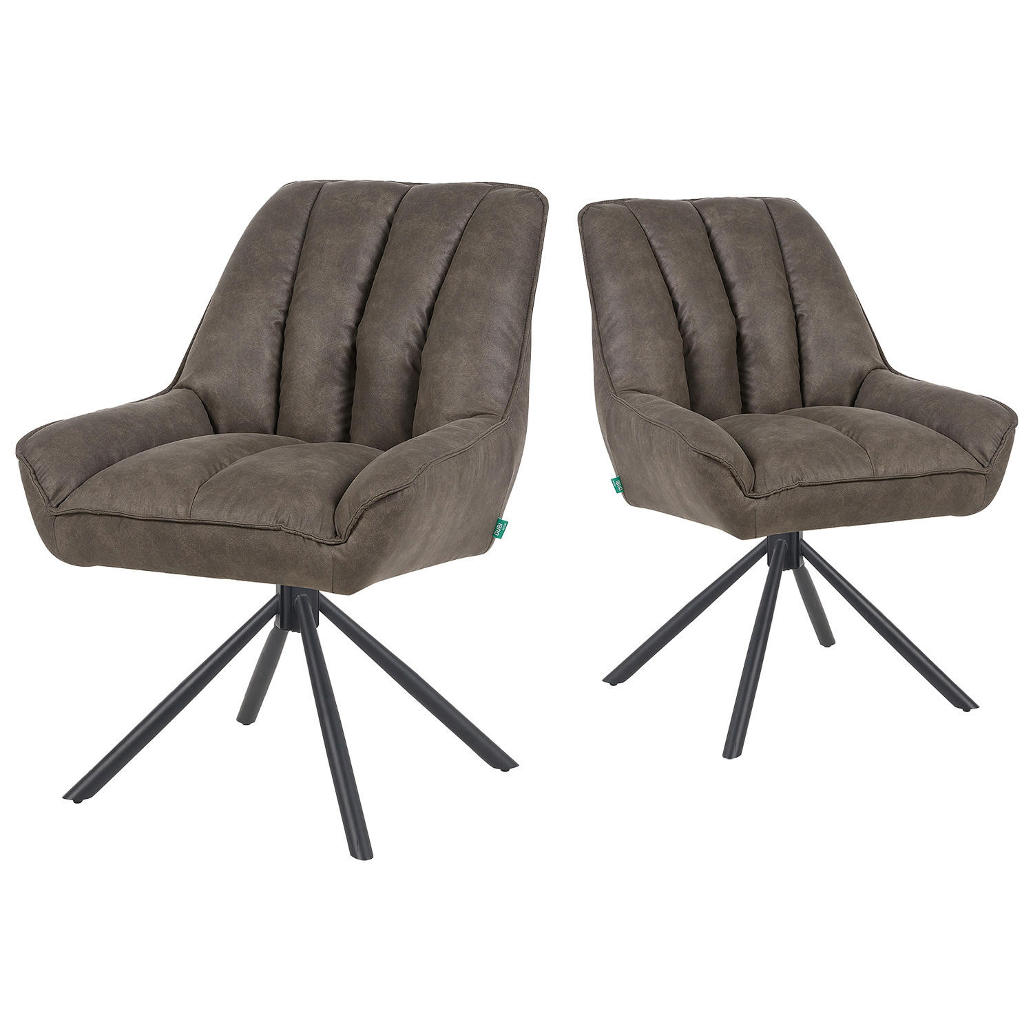 DREHSTUHL Mika-Mira 2er-Set - Taupe/Schwarz, Textil/Metall (60/88/68cm) - DUBI Möbel