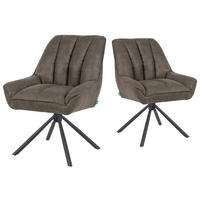 DREHSTUHL Mika-Mira 2er-Set - Taupe/Schwarz, Textil/Metall (60/88/68cm) - DUBI Möbel