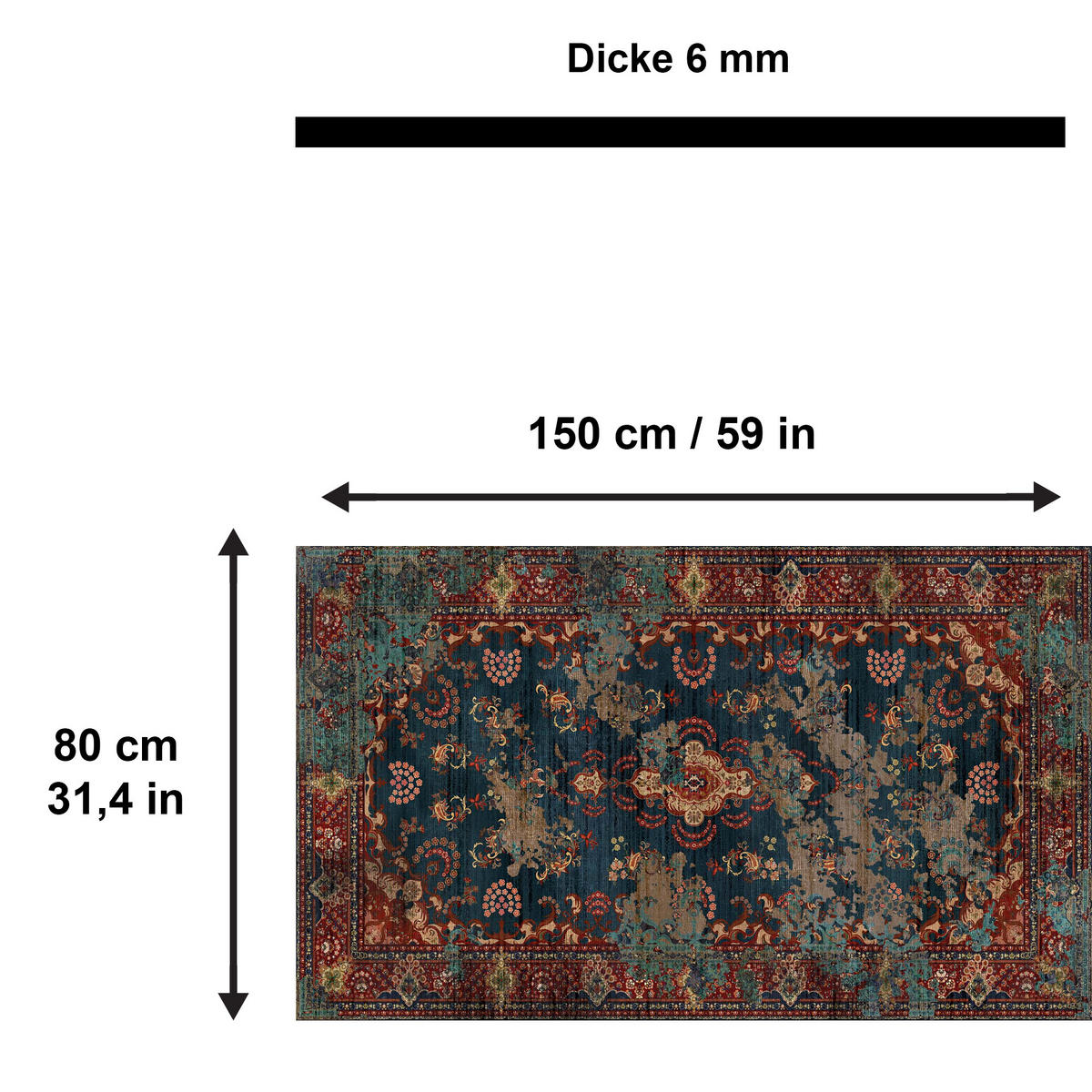TEPPICH Kinevart 80x150 cm - Multicolor, Textil (80/150cm) - Bamyum