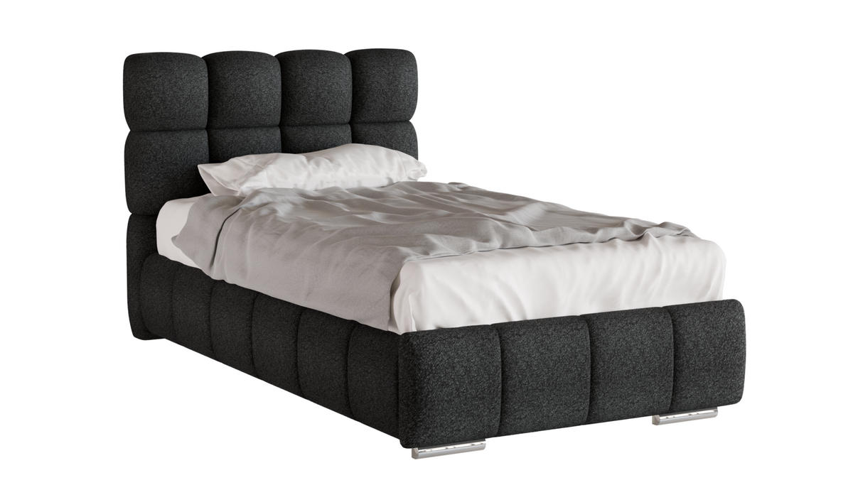 POLSTERBETT Bliss 100 x 200 cm mit Bettkasten und Lattenrost Taschenfederkernmatratze KOKOS H3 / H4 - schwarz - Schwarz, Holz (100/206cm) - Panda Möbel
