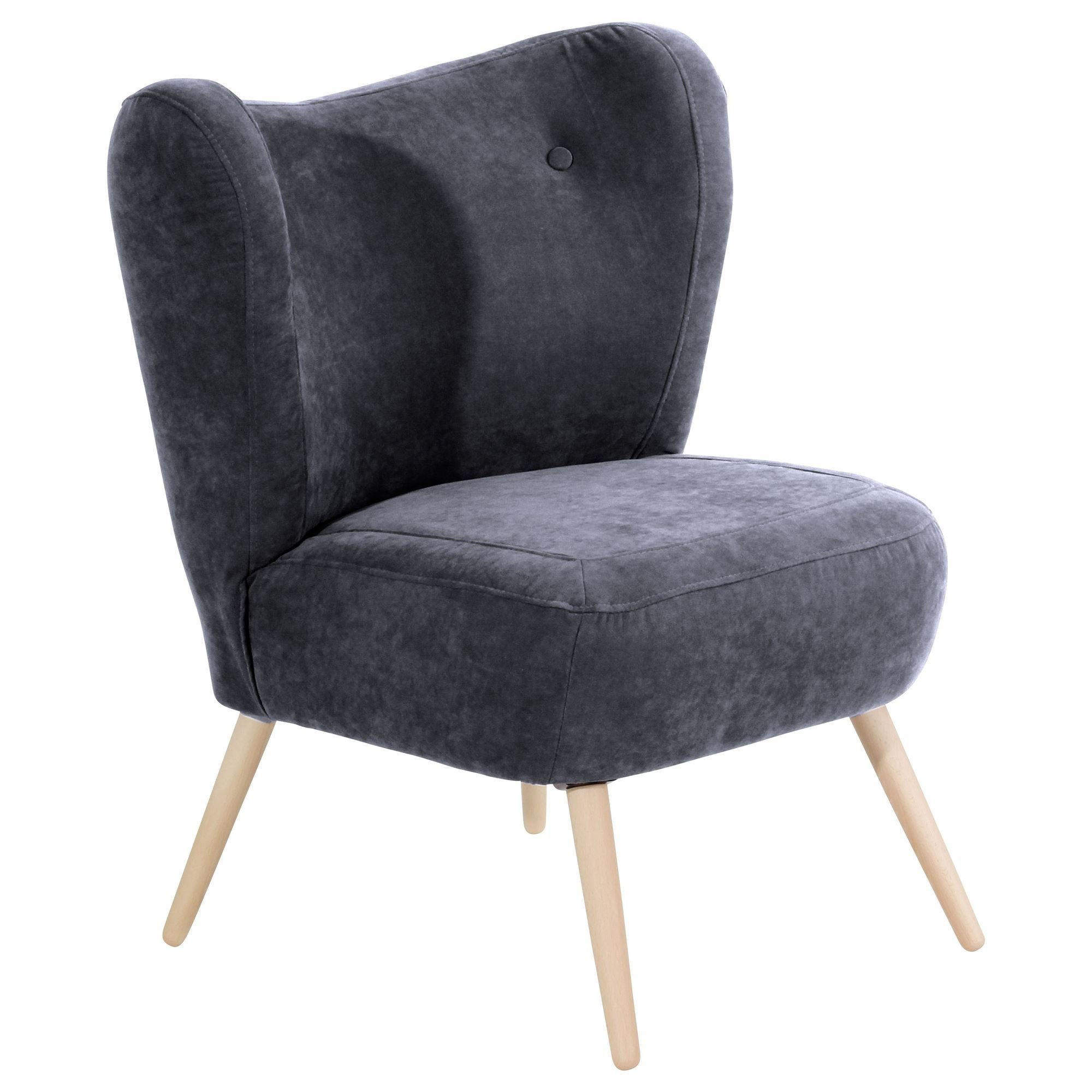 SESSEL Kathy Bezug Veloursstoff Buche natur / anthrazit - Anthrazit, Kunststoff (70/86/69cm) - 58aufmkessel